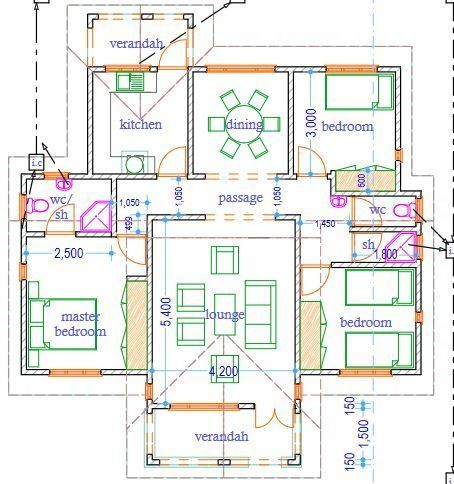 3 Bedroom House Design, Bungalow House Floor Plans, Spacious Closet, Open Floor House Plans, Bedroom Bungalow, Three Bedroom House Plan, Bungalow Style House, Bungalow Floor Plans, Bungalow Style House Plans