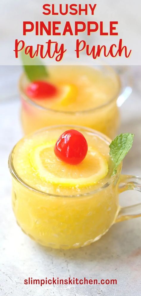 Pineapple Ginger Ale Punch, Frozen Party Punch, Wedding Shower Punch, Frozen Punch Recipe, Easy Punch Recipe, Pineapple Party Punch, Sorbet Punch, Breakfast Punch, Ginger Ale Punch