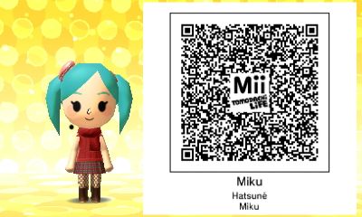 Miku Hatsume, One of the miis on my islands Tomogatchi Life Qr Codes, 3ds Mii Qr Codes, Tomodatchi Characters Qr, Tomodachi Life Qr Codes Women, Mii Qr Codes Anime, Mii Characters Qr Codes, Tomodachi Life Qr Codes Cute, Cute Mii Qr Codes, Tomodachi Life Qr Codes Funny