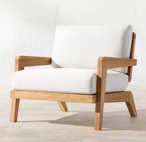 Greece-Inspired Decor Is Taking Over Summer's Collections Wooden Chair Plans, Sofa Santai, Chair Design Wooden, Teak Lounge Chair, Teak Sofa, Simple Furniture, Minimalist Furniture, Wooden Sofa, Wooden Chair