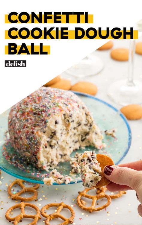 Cookie Dough Cheeseball, Confetti Cookie Dough, Dessert Cheeseball, Cookie Dough Ball, Ball Recipes, The Best Dessert, Sweet Dips, Cookie Dough Balls, Cheese Ball Recipes