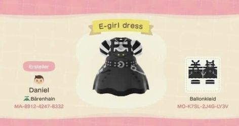 Emo Acnh Designs, Acnh Y2k Clothes Codes, Emo Animal Crossing Outfits, Animal Crossing Emo Clothes, Emo Animal Crossing, Acnh Gothcore, Acnh Dresses, Codes Acnh, Emo Outfit Ideas