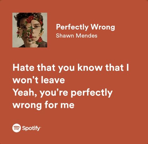 shawn mendes - perfectly wrong Shawn Mendes Song Lyrics, Shawn Mendes Music, Perfectly Wrong, Shawn Mendes Songs, Shawn Mendes Quotes, Shawn Mendes Lyrics, Cant Have You, Ig Captions, Me Too Lyrics