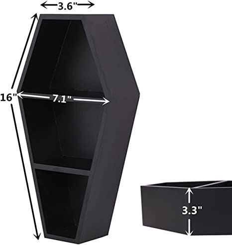 Wall Decor Coffin Shelf- Spooky Gothic Decor for Home,Black Floating Wooden Shelf for Wall or Table Top,Witchy Room Decor for Oddities and Curiosities 1 #AD Coffin Bookcase, Gothic Kitchen Decor, Wall Hanging Bookshelf, Witchy Room Decor, Coffin Shelf, Oddities And Curiosities, Hanging Bookshelves, Gothic Kitchen, Witchy Room