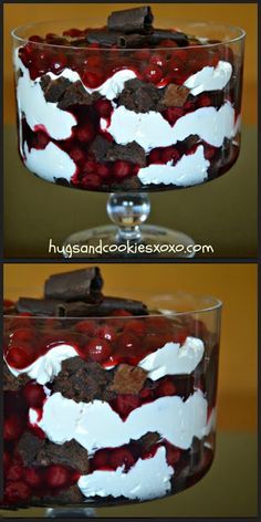 BLACK FOREST TRIFLE Yummy Brownie Recipes, Black Forest Trifle, Trifle Bowl Recipes, Bbq Dessert, Trifle Dessert Recipes, Trifle Desserts, Kolaci I Torte, Trifle Recipe, Cherry Pie Filling