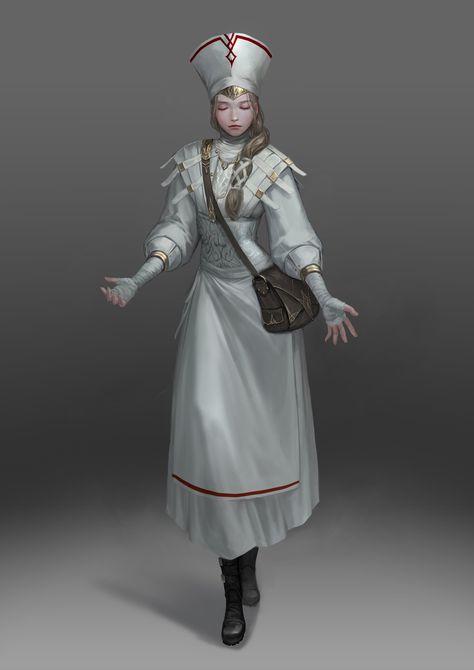 ArtStation - Nurse, HaDong Song Cleric Dnd, Npc Dnd, Warrior Priest, Black Company, Armor Clothing, Nurse Art, Female Drawing, Nurse Design, Nurse Costume