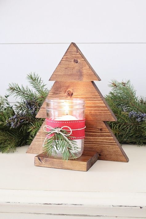 Diy Wood Christmas Tree, Wooden Christmas Tree, Diy Snowman, Christmas Mason Jars, Christmas Crafting, Wood Christmas Tree, Christmas Jars, Diy Holz, Christmas Wood Crafts