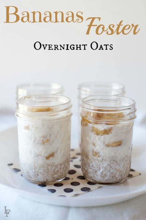 Refrigerator Oatmeal, Banana Overnight Oats, Overnight Oat, Overnight Oats Healthy, Bananas Foster, Oats Recipe, What's For Breakfast, Overnight Oats Recipe, Diet Vegetarian