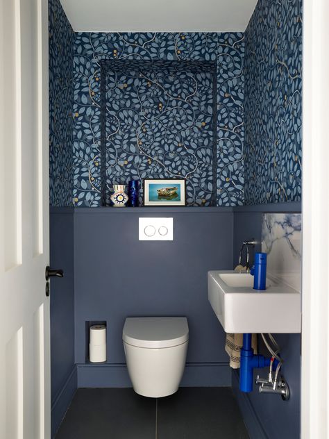 Low-carbon House – Muswell Hill - Transitional - Cloakroom - London - by JLV Design Ltd | Houzz UK Cloakroom Ideas, Cloakroom Suites, White Worktop, Marble Worktops, Muswell Hill, Console Sink, Downstairs Loo, Bold Decor, Wall Mounted Sink