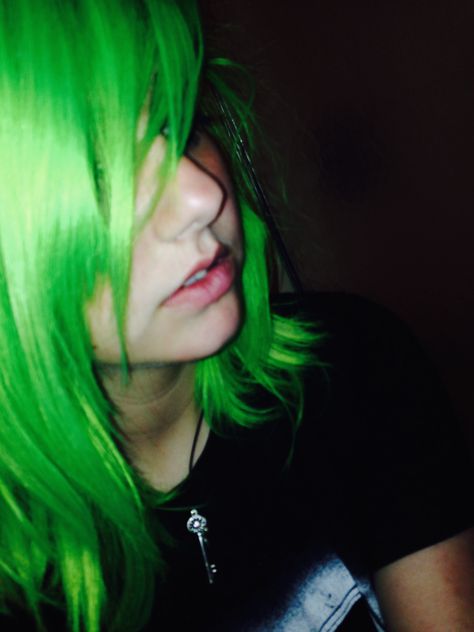 electric lizard//manic panic Manic Panic Electric Lizard, Manic Panic, Colored Hair, Hair Color, Long Hair Styles, Hair Styles, Green, Hair, Beauty