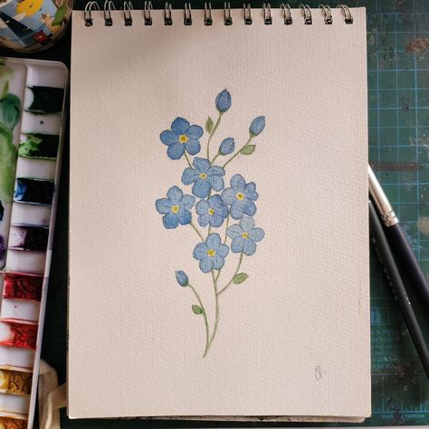 Forget-me-nots flower🌱 Painted with watercolor 🎨 #artbusiness #art #artist #artjourney #artistjop #artwork #arts #sellingart #fogetmenots #flower #flowerart #watercolor Draw Forget Me Nots Flower, Forget Me Not Flowers Drawing Simple, Forget Me Not Sketch, Watercolor Forget Me Not, Blue Flower Painting Acrylic Easy, Forget Me Not Flowers Painting, Forget Me Not Flowers Drawing, Moose Mount, Forget Me Not Art