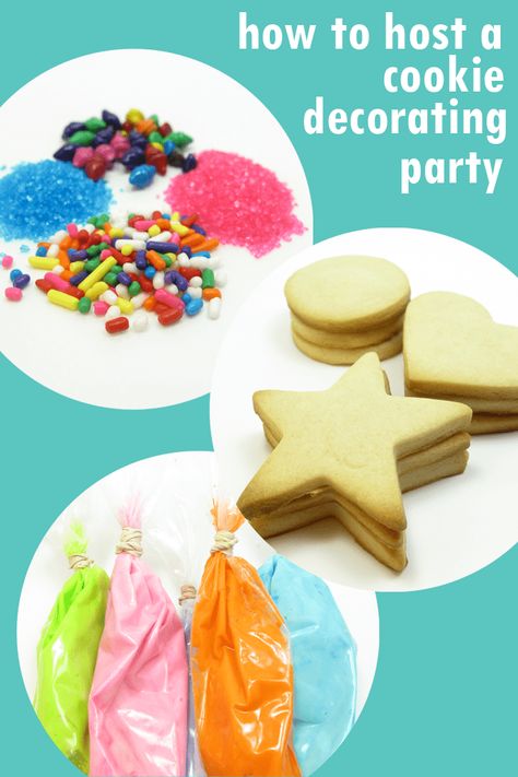 Everything you need to know to host a cookie decorating party for kids at home or in a classroom, including recipes, supplies, resources, tips and tricks. Cookie Decorating Party For Kids, Cupcakes Decorating, Cake Decorating Party, Christmas Cookie Party, Cookie Decorating Supplies, Cookie Decorating Party, Decorating Party, Kid Desserts, Kids Treat