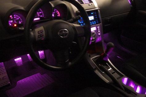 Yes, I want purple interior lighting accents in my very dark purple (blackish purple) GTO... not as much glow as this, I would prefer only the dash lighting to be purple and no other glow. Ohhh a girl can dream Purple Cars, Panther Car, Cars Accessories, Dash Board, Purple Car, Car Accessories For Girls, Purple Interior, Girly Car, Car Essentials