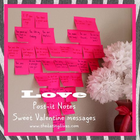 Inexpensive {and easy} Valentines Day ideas - the space between. Love this quick and meaningful post-it heart. #valentinesday #heart #easy #inexpensive Sweet Valentine Messages, Valentines Day Post, Valentine History, Valentine Messages, Dating Divas, My Funny Valentine, Sweet Valentine, Valentine Fun, St Valentin