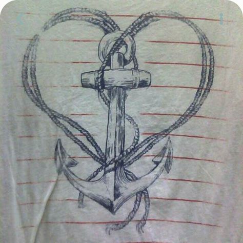 Heart Rope and Anchor Rope Anchor Tattoo, Anchor Tattoo With Heart, Anchor And Heart Tattoo, Love Anchor Tattoo, Anchor With Infinity Rope Tattoo, Anchor Heart Tattoo, Anchor Cross Heart Tattoo, Anchor Drawings, David Tattoo