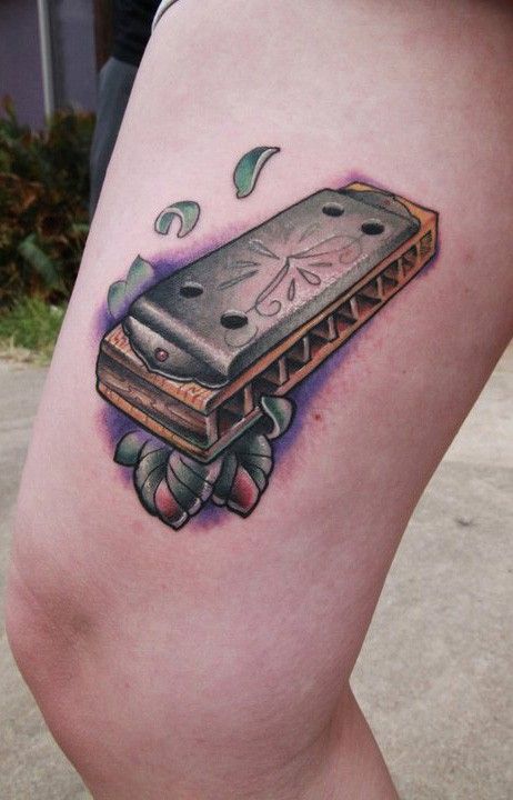 Harmonica Tattoo, Harp Tattoo, Mom Tattoos, Harp, I Tattoo, Small Tattoos, Tatting, Tattoo Ideas, Tattoo Designs