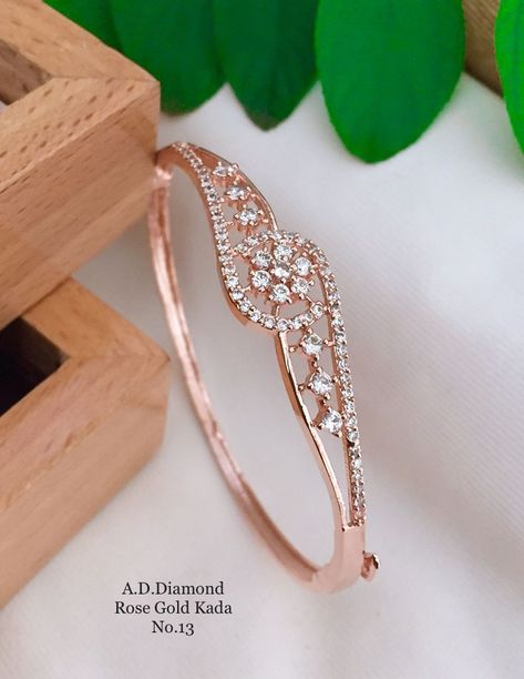 Gold Kada For Women, Nikah Pics, Rose Gold Kada, Mom Bracelets, Kada For Women, Diamond Kada, Gold Kada, Rose Gold Bangle Bracelet, Gold Bracelet Simple