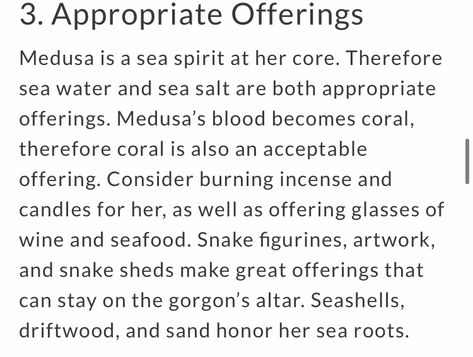 How To Worship Medusa, Offerings To Medusa, Offerings For Medusa, Medusa Deity Offerings, Medusa Altar Ideas, Medusa Deity Work, Working With Medusa Witchcraft, Cow Tongue Spell, Working With Medusa