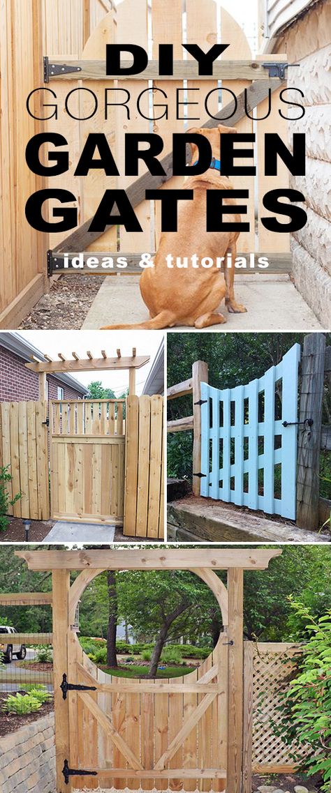 DIY Gorgeous Garden Gates! • Lots of great ideas, tutorials and projects! #DIY #gardengates #DIYgardengates #DIYfencegates #gardengateideas Garden Gates Ideas, Diy Garden Gate, Gates Ideas, Diy Gate, Backyard Gates, Garden Gate Design, Gate Ideas, Wood Gate, Diy Fence