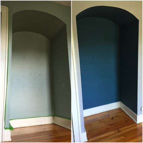 Painting Walls With Chalk Paint® | The Purple Painted Lady Alcove Decorating Ideas, Purple Painted Lady, Chalk Wall Paint, Chalk Paint Furniture Diy, Blue Painted Walls, Decorating 101, Painting Walls, Entry Wall, Using Chalk Paint