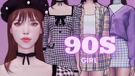 The Sims 4 Cc 90s Hair, Sims 4 Cc Soft Girl Clothes, Sims 4 90s Clothes, Sims 4 Cc Kawaii Clothing, Sims 4 90s Cc, Cute Sims, Sims 4 Cc Patreon, Png Outfits, Cc Patreon