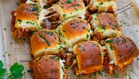 Italian Sausage Sliders Hawaiian Rolls, Spicy Sliders, Italian Sausage Sliders, Sausage Sliders, Garlic And Herb Butter, Spicy Italian Sausage, Slider Rolls, Garlic Herb Butter, Ground Sausage