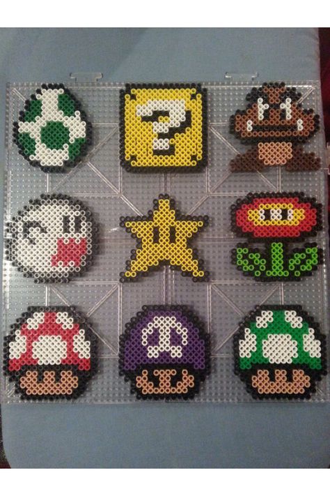 Mario perler Perler Bead Magnets, Hama Beads Mario, Perler Bead Mario, Perler Beads Ideas, Hama Art, Melty Bead Patterns, Pearl Beads Pattern, Fuse Bead Patterns, Art Perle