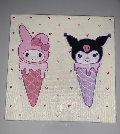 Kuromi Painting, Pink Painting Ideas, Cute Painting, Skin Paint, Journal Stuff, Paint Matching, Pink Painting, Butterfly Tattoo Designs, Cute Paintings