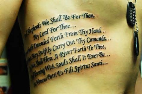 "And shepherds we shall be. For Thee, my Lord, for Thee. Power hath descended forth from Thy hands. Our feet shall swiftly carry out Thy command. So we shall flow a river forth to Thee. And teeming with souls shall it ever be. In Nomine Patris et Fili Spiritus Santi" -the Boondock Saint's prayer Boondock Saints Tattoo, Saints Tattoo, Boondocks Saints, Saint Tattoo, The Boondock Saints, Photos Tattoo, Patriotic Tattoos, The Boondocks, Boondock Saints