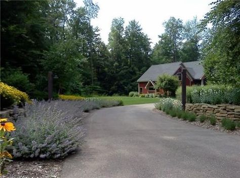 landscape ideas for driveway | blue ridge landscaping in holland mi accent landscapes in colorado ... Asphalt Driveway Landscaping, Landscaping Driveway Entrance, Rural Driveway, Ribbon Driveway, Driveway Planting, Country Driveway, Gravel Driveway Landscaping, Farm Goals, Easy Garden Ideas Landscaping