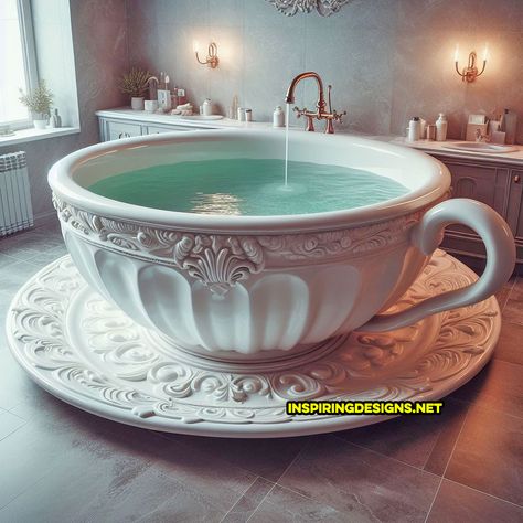 These Giant Teacup Shaped Bathtubs Will Steep Your Bath Time in Luxury – Inspiring Designs Garden Bathtub, Luxurious Bathtubs, Diy Tiny House, Unusual Furniture, Fantasy Furniture, Bathtub Design, Luxury Homes Interior, Dream Bathrooms, Bathtubs