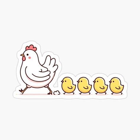 Get my art printed on awesome products. Support me at Redbubble #RBandME: https://www.redbubble.com/i/sticker/Little-chicks-follow-chicken-mom-by-Ingridpd/156769857.JCQM3?asc=u Chicken Sticker, Chicken Mom, Redbubble Stickers, Sticker Ideas, Notebook Stickers, Decorate Notebook, Coloring Stickers, Eye Catching Colors, Cute Stickers