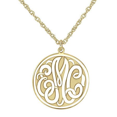 Monogram Pendant, Long Rope, Round Pendant Necklace, Script Font, Round Pendant, Spring Rings, Rhodium Plated, Jewellery And Watches, Initials