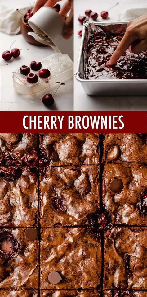 Cherry Brownies Brownies With Cherries, Scratch Brownies, Brownie Mix Recipes, Cheesecake Swirl Brownies, Cherry Brownies, Brownies From Scratch, Bing Cherries, Maraschino Cherries, Cherry Chocolate