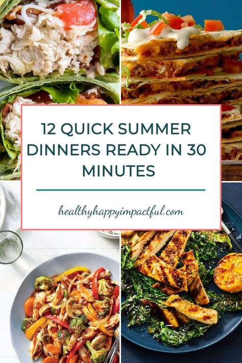 12 quick summer dinners featuring salads, wraps, grilled chicken, and quesadillas. Quick And Easy Healthy Recipes, Summer Dinner Easy, Quick Summer Dinners, Cold Rice Salad Recipes, Easy Dinner Healthy, Quick Summer Meals, Crockpot Dinners Healthy, Light Summer Dinners, Summer Dinner Ideas