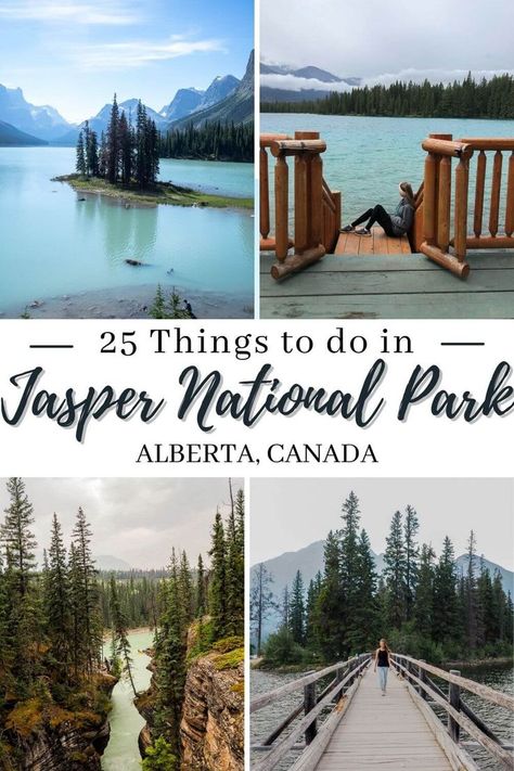 These are the 25 things to do in Jasper, Alberta, Canada! If you are looking to travel around Jasper, you have to add these items to your Jasper Bucket List. Read on to find out what to see in this amazing Alberta National Park!! Jasper National Park Canada, Spirit Island, Alberta Travel, National Parks America, Maligne Lake, Canada Travel Guide, Summer Hike, Canadian Travel, Parks Canada