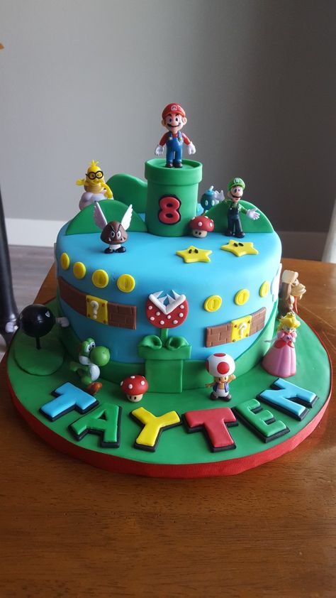 Super Mario Party Cake, Mario Birthday Cake, Super Mario Cake, Mario Cake, Super Mario Birthday, Super Mario Party, Mario Birthday, Kids Cakes, Mario Party