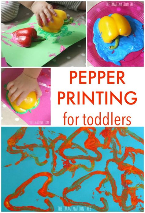 Pepper printing art activity for toddlers and preschoolers Healthy Food Art And Craft, Art And Craft For Preschoolers, Food Art And Craft, Food Activities For Toddlers, Art Activity For Toddlers, Healthy Food Activities, Healthy Food Art, Preschool Food, Food Lessons