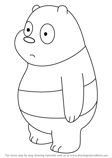 We Bare Bears Drawing, How To Draw Panda, Panda Drawing Easy, Draw Panda, Panda From We Bare Bears, We Bare Bears Panda, Bear Sketch, Panda Coloring Pages, Panda Drawing