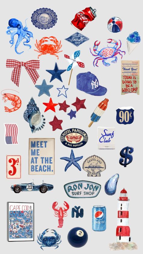 July Stickers, Journal Elements, Cute Summer Wallpapers, Bow Wallpaper, Ron Jon Surf Shop, Summer Wallpaper, Aesthetic Stickers, Wallpaper Pc, Scrapbook Stickers