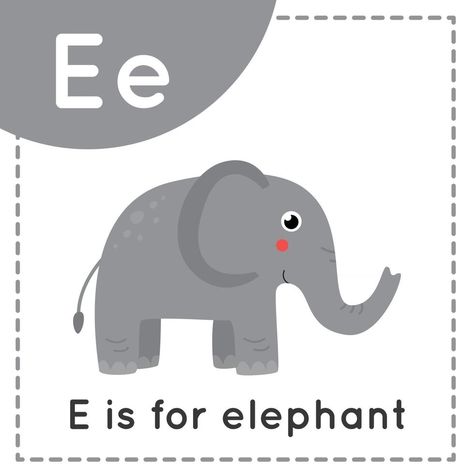 English Alphabet For Kids, English Alphabets With Pictures, E Is For Elephant, English Alphabet Letters, English Transition Words, Alphabet Pictures, Cartoon Elephant, Children Learning, Abc Alphabet