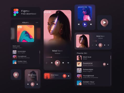 Free Music Apps Android, Music Ui Design, Music Apps For Android, Best Music Apps, Playlist App, Music Ui, Neon Palette, Web App Ui Design, Music App Design