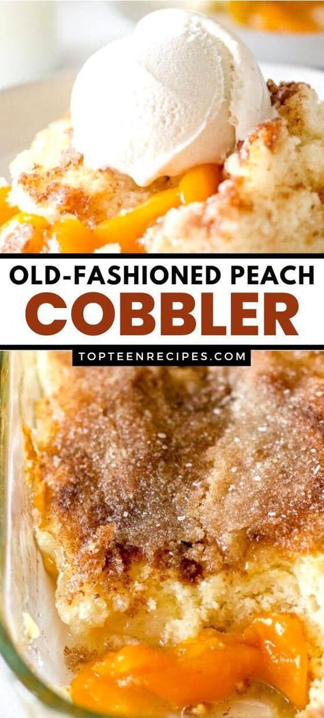 Old-Fashioned Peach Cobbler - Top Recipes Cobbler With Canned Peaches, Peach Dessert Recipe, Peach Cobbler With Canned Peaches, Quick Peach Cobbler, Can Peach Cobbler, Canned Peach Cobbler Recipe, Good Peach Cobbler Recipe, Old Fashioned Peach Cobbler, Best Peach Cobbler