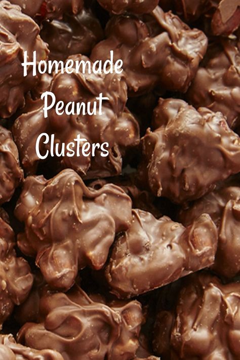 These delicious homemade peanut clusters are the perfect combination or salty and sweet. They are ready in just minutes. #candy #candyrecipes #peanutchocolate #peanuts #desserts #dessertrecipes Trisha Yearwood Peanut Clusters, Peanuts And Chocolate Clusters, Peanut Candy Clusters, Chocolate Pecan Clusters Easy, Homemade Peanut Clusters, Chocolate Peanut Candy Clusters, Crockpot Chocolate Peanut Clusters Christmas Candy, Chocolate Peanut Clusters Easy, Chocolate Peanut Clusters Recipe