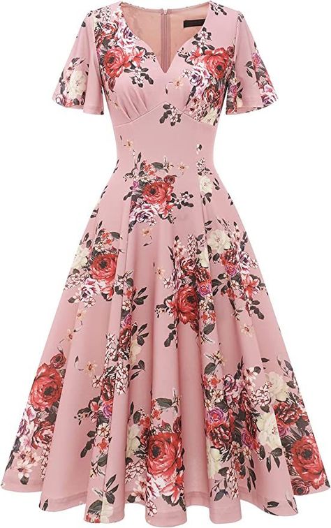 Modest Amazon Dresses, High Tea Outfits For Women Summer, Tea Dresses For Women, Simple Dress For Party, Dress For Tea Party, Simple Flare Dress, Classic Dress Elegant, Semi Casual Dress, Sewing Samples