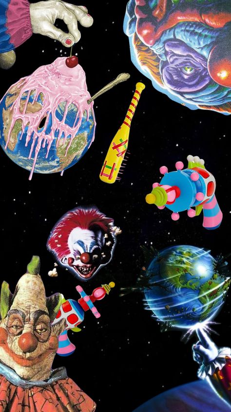 Clowncore Wallpaper, Halloween Backrounds, Halloween Aesthetics, Outer Space Art, Black Ink Art, Killer Clown, 90s Wallpaper, Clown Horror, Hello Kit