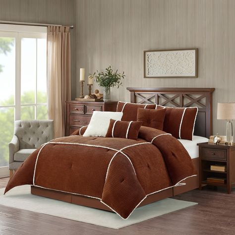 Nanshing Ingrid 7 Piece Cabin, Modern Comforter Set - Bed Bath & Beyond - 39890431 Corduroy Comforter, Rust Comforter, Modern Comforter Sets, Cabin Modern, Beige Comforter, Cabin Farmhouse, Modern Comforter, Full Comforter Sets, Queen Size Comforter Sets