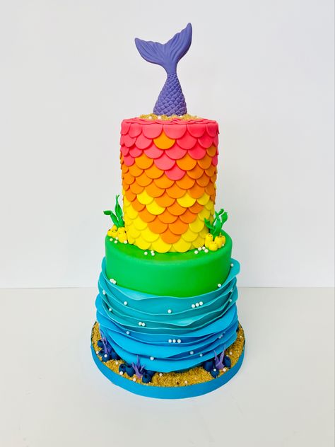 Rainbow Mermaid Cake, Rainbow Birthday Cake, Rainbow Mermaid, Mermaid Cakes, Rainbow Birthday, Mermaid, Birthday Cake, Rainbow, Cake