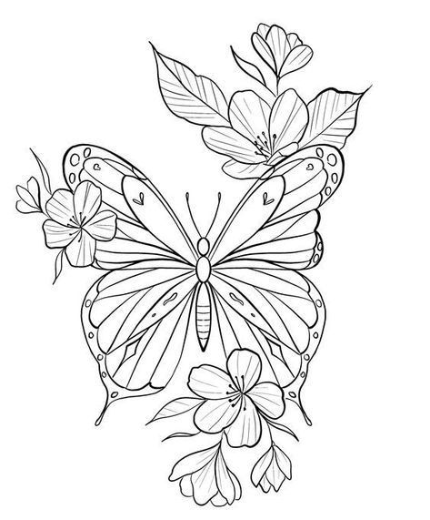 Art Work Ideas, Butterfly Drawing Outline, Fabric Painting On Clothes, Tattoo Stencil Outline, Tattoo Style Drawings, Butterfly Tattoo Designs, Pola Sulam, Butterfly Drawing, Hand Embroidery Art