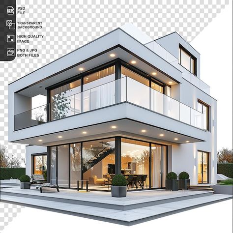 PSD modern house isolated on transparent... | Premium Psd #Freepik #psd Modern Semi Detached House, Duplex House Design Exterior, Modern Residential Building, House Png, 3d House Plans, Estate House, Modern Architecture Design, Residential Building Design, 3d House